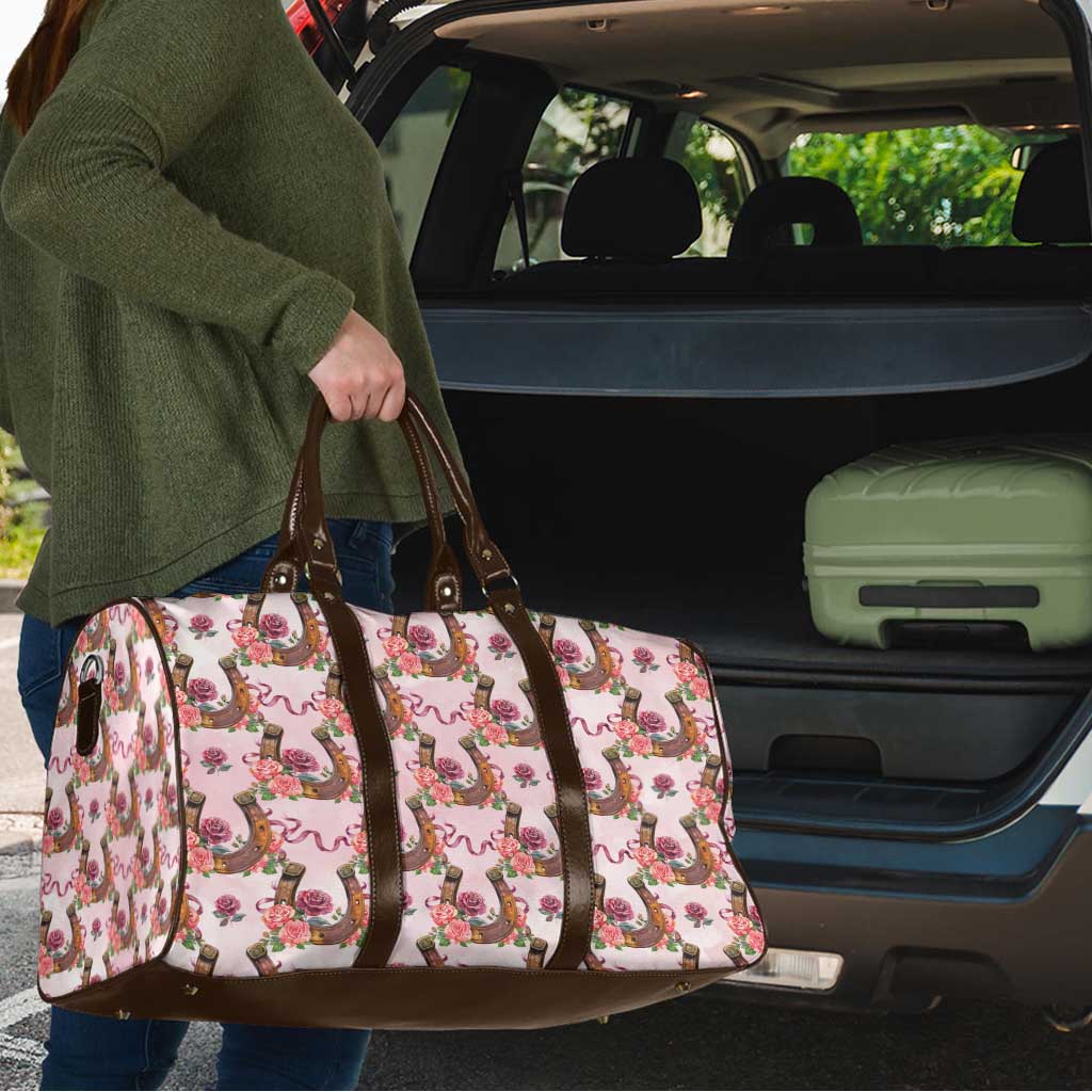 Kentucky Lucky Horseshoe Floral Travel Bag Vintage Western Pattern