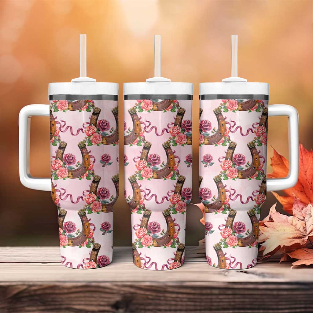 Kentucky Lucky Horseshoe Floral Tumbler With Handle Vintage Western Pattern