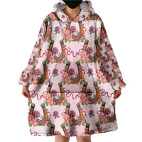 Kentucky Lucky Horseshoe Floral Wearable Blanket Hoodie Vintage Western Pattern