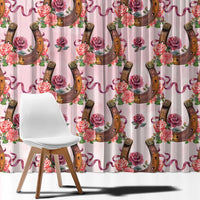 Kentucky Lucky Horseshoe Floral Window Curtain Vintage Western Pattern
