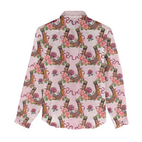 Kentucky Lucky Horseshoe Floral Women Casual Shirt Vintage Western Pattern