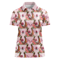 Kentucky Lucky Horseshoe Floral Women Polo Shirt Vintage Western Pattern