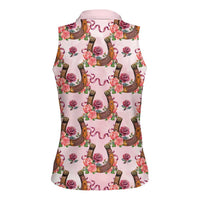 Kentucky Lucky Horseshoe Floral Women Sleeveless Polo Shirt Vintage Western Pattern