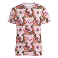 Kentucky Lucky Horseshoe Floral Women V-Neck T-Shirt Vintage Western Pattern