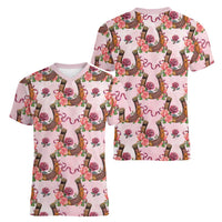Kentucky Lucky Horseshoe Floral Women V-Neck T-Shirt Vintage Western Pattern