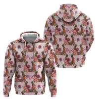 Kentucky Lucky Horseshoe Floral Zip Hoodie Vintage Western Pattern