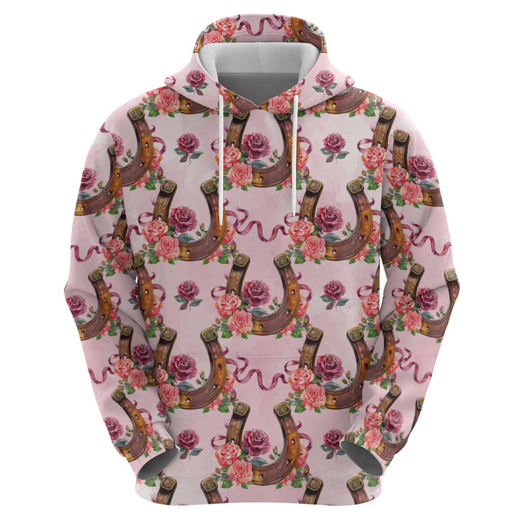 Kentucky Lucky Horseshoe Floral Zip Hoodie Vintage Western Pattern