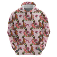 Kentucky Lucky Horseshoe Floral Zip Hoodie Vintage Western Pattern