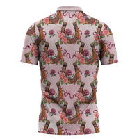 Kentucky Lucky Horseshoe Floral Zipper Polo Shirt Vintage Western Pattern