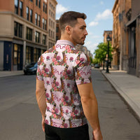 Kentucky Lucky Horseshoe Floral Zipper Polo Shirt Vintage Western Pattern