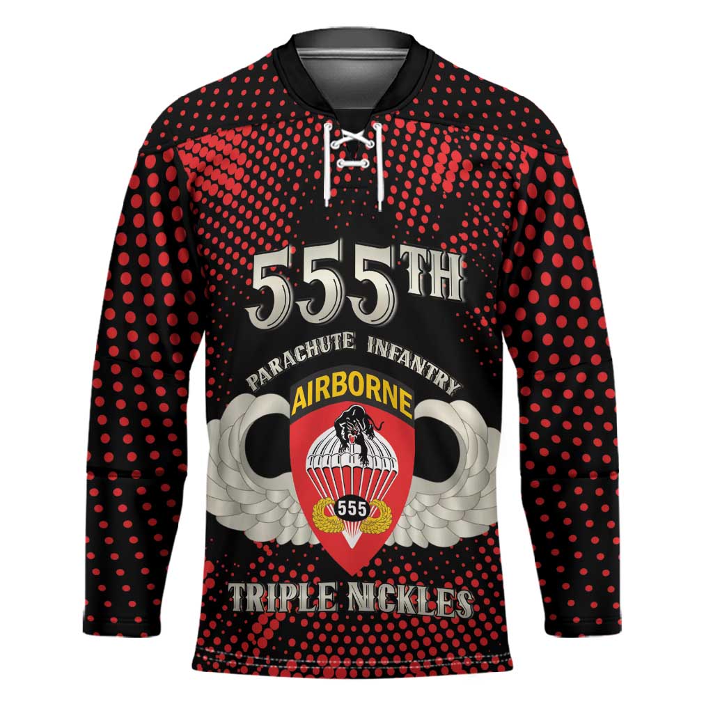 Personalized 555th Parachute Infantry Hockey Jersey Triple Nickles Airborne Veteran Tribute