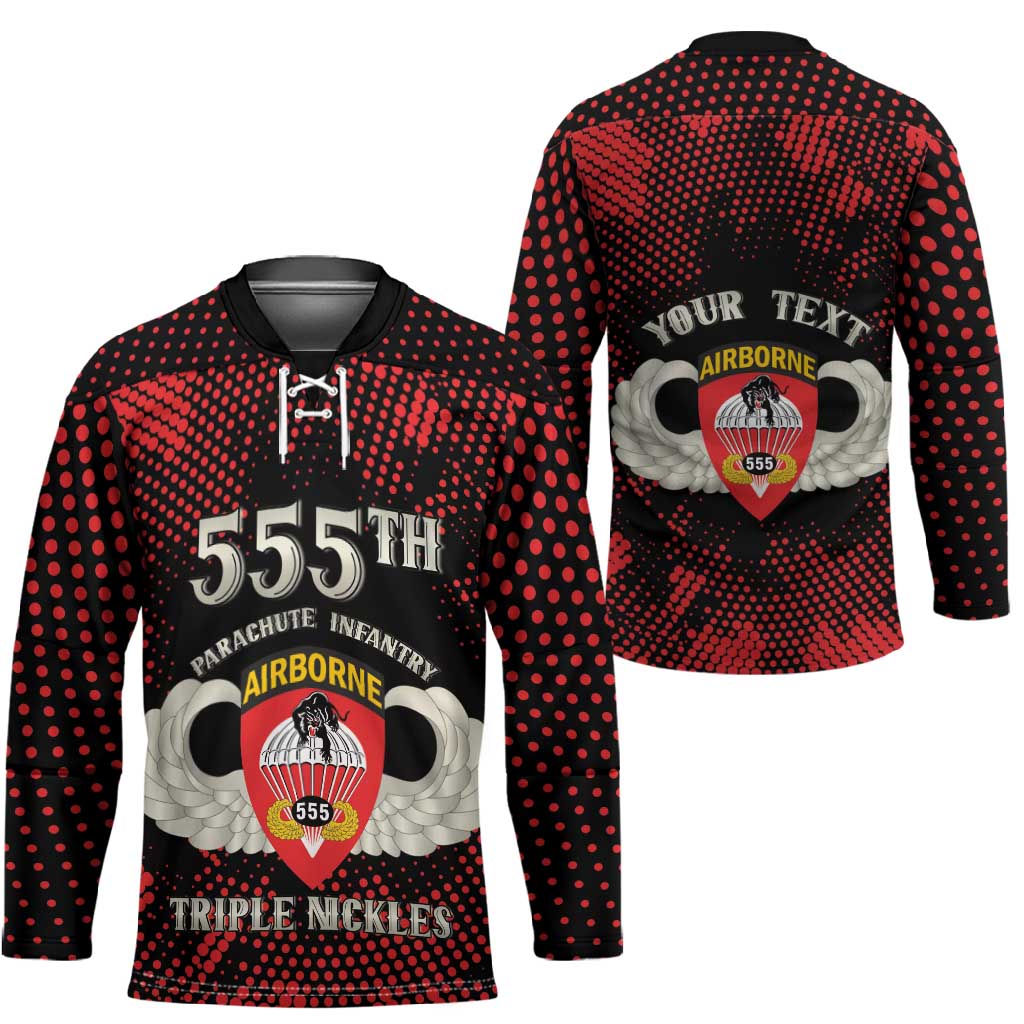 Personalized 555th Parachute Infantry Hockey Jersey Triple Nickles Airborne Veteran Tribute