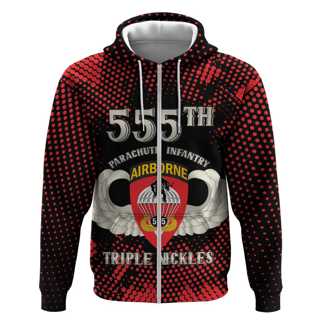 Personalized 555th Parachute Infantry Hoodie Triple Nickles Airborne Veteran Tribute