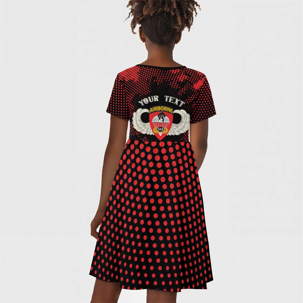 Personalized 555th Parachute Infantry Kid Short Sleeve Dress Triple Nickles Airborne Veteran Tribute