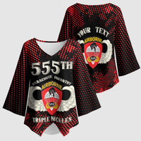 Personalized 555th Parachute Infantry Kimono Sleeve Blouse Triple Nickles Airborne Veteran Tribute