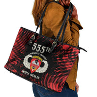 555th Parachute Infantry Leather Tote Bag Triple Nickles Airborne Veteran Tribute