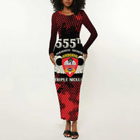 Personalized 555th Parachute Infantry Long Sleeve Bodycon Dress Triple Nickles Airborne Veteran Tribute