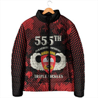 Personalized 555th Parachute Infantry Padded Jacket Triple Nickles Airborne Veteran Tribute