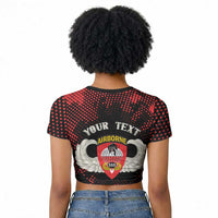 Personalized 555th Parachute Infantry Raglan Cropped T shirt Triple Nickles Airborne Veteran Tribute