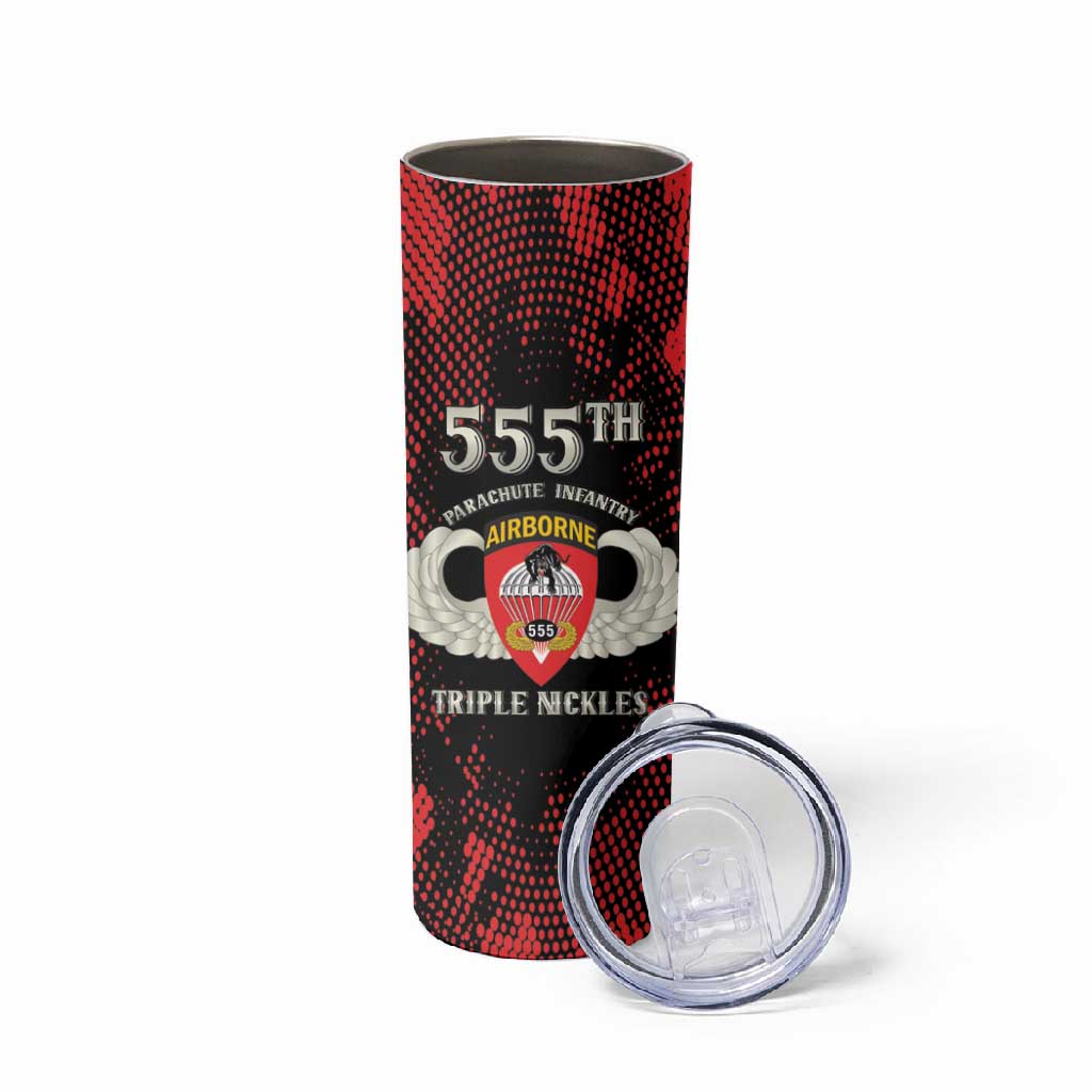 Personalized 555th Parachute Infantry Skinny Tumbler Triple Nickles Airborne Veteran Tribute