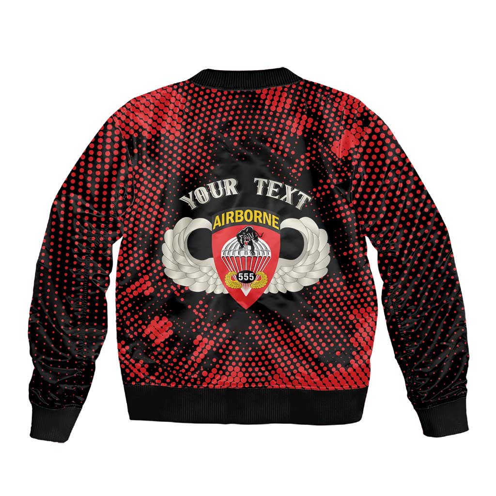 Personalized 555th Parachute Infantry Sleeve Zip Bomber Jacket Triple Nickles Airborne Veteran Tribute