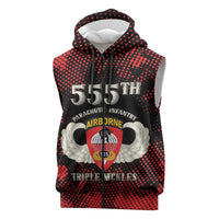 Personalized 555th Parachute Infantry Sleeveless Zip Hoodie Triple Nickles Airborne Veteran Tribute