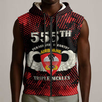 Personalized 555th Parachute Infantry Sleeveless Zip Hoodie Triple Nickles Airborne Veteran Tribute