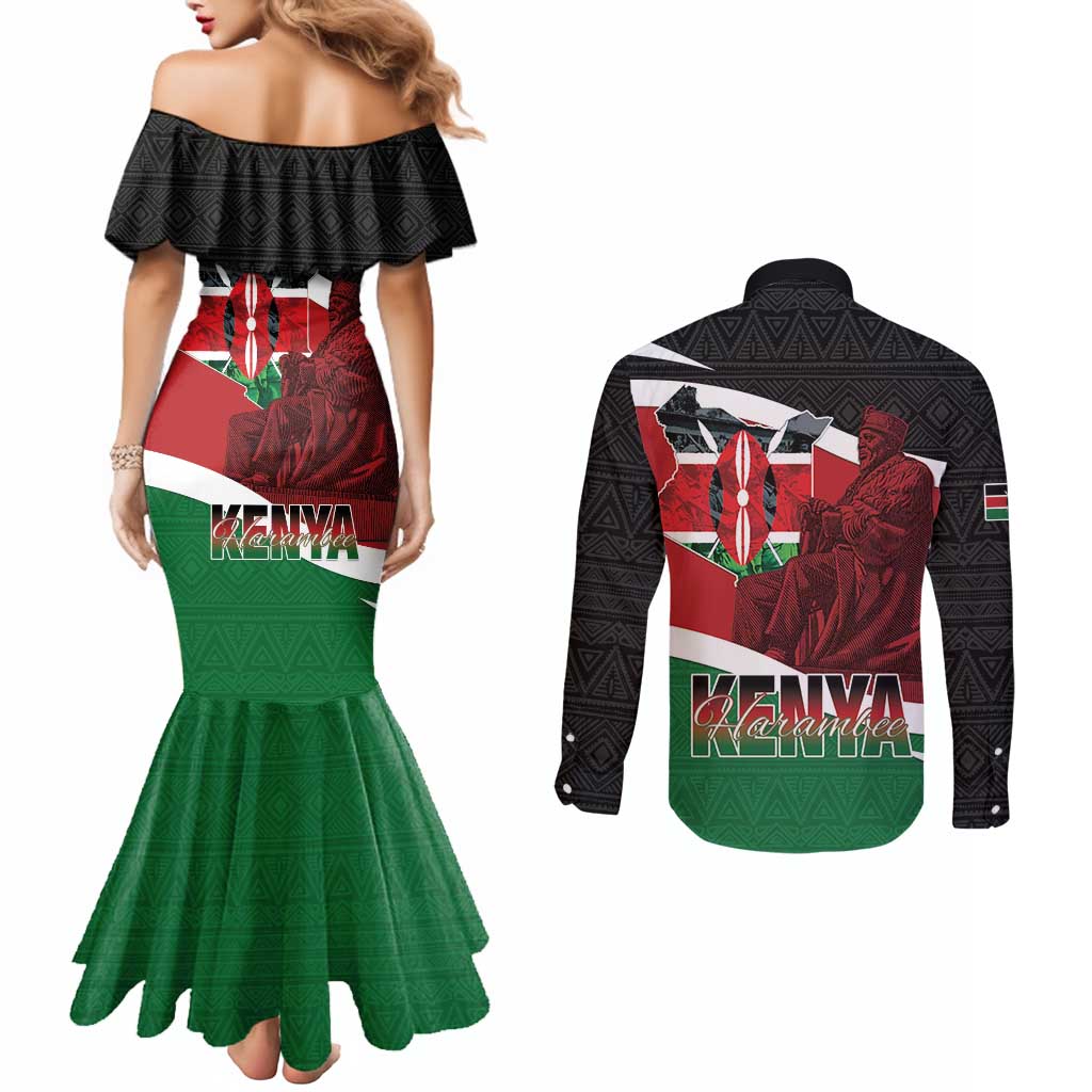Happy Madaraka Day 2025 Couples Matching Mermaid Dress and Long Sleeve Button Shirt Kenya Harambee