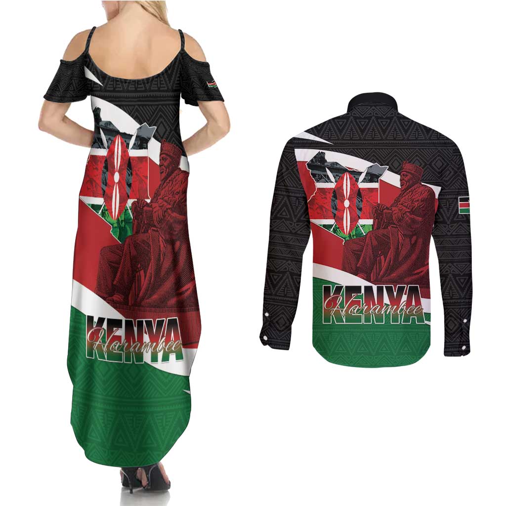 Happy Madaraka Day 2025 Couples Matching Summer Maxi Dress and Long Sleeve Button Shirt Kenya Harambee