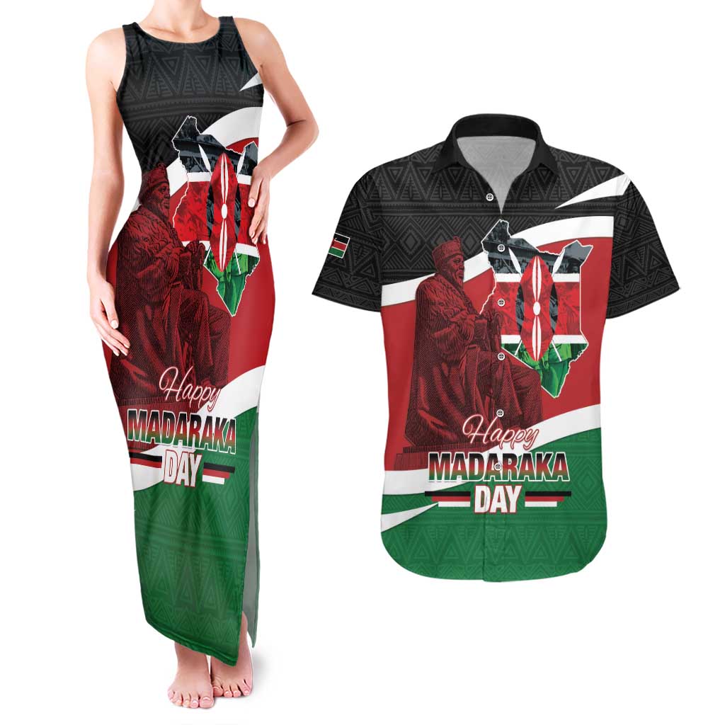 Happy Madaraka Day 2025 Couples Matching Tank Maxi Dress and Hawaiian Shirt Kenya Harambee