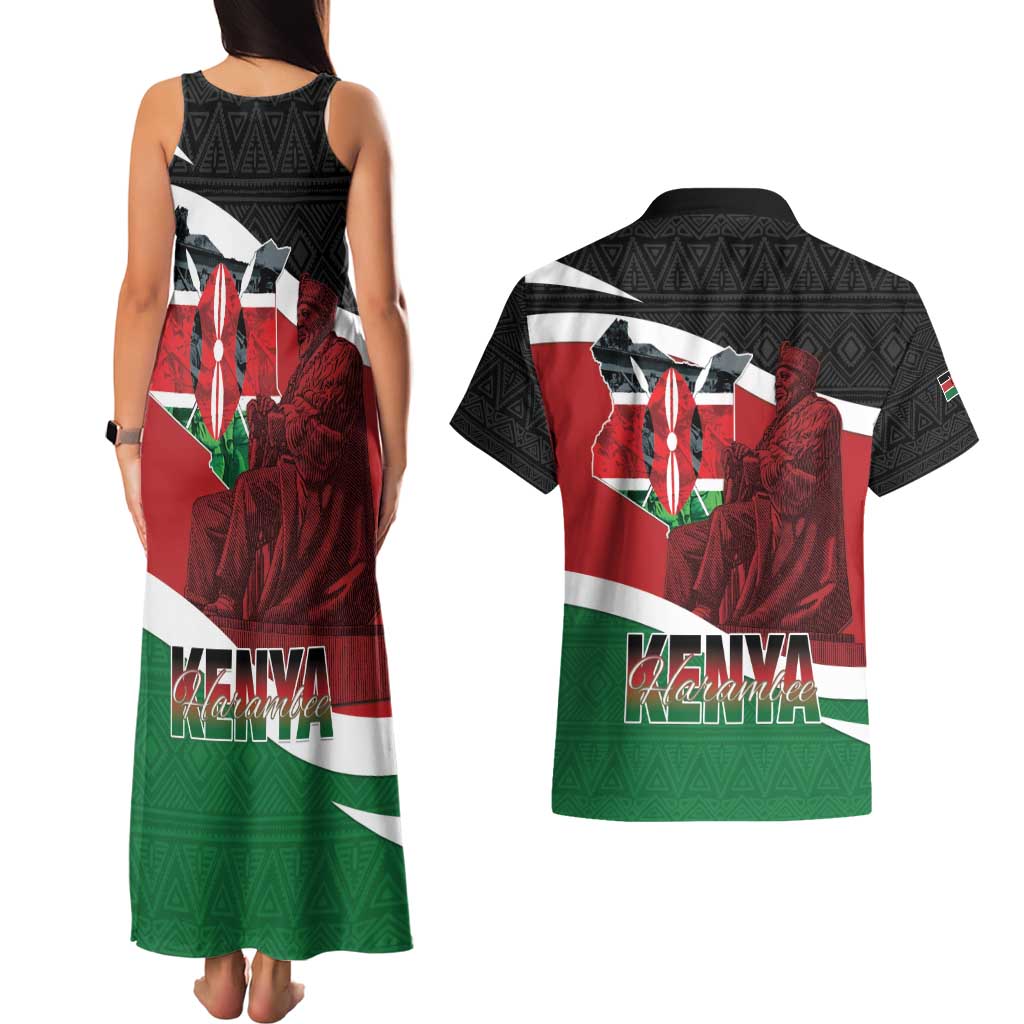 Happy Madaraka Day 2025 Couples Matching Tank Maxi Dress and Hawaiian Shirt Kenya Harambee