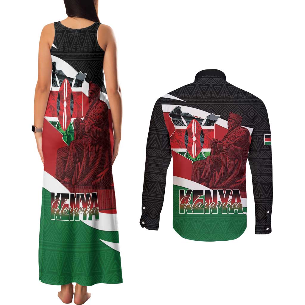 Happy Madaraka Day 2025 Couples Matching Tank Maxi Dress and Long Sleeve Button Shirt Kenya Harambee