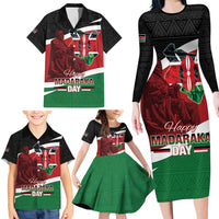 Happy Madaraka Day 2025 Family Matching Long Sleeve Bodycon Dress and Hawaiian Shirt Kenya Harambee