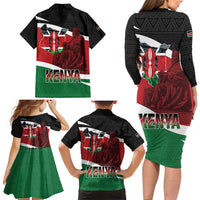 Happy Madaraka Day 2025 Family Matching Long Sleeve Bodycon Dress and Hawaiian Shirt Kenya Harambee