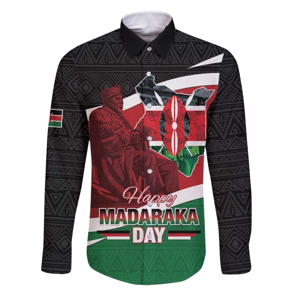 Happy Madaraka Day 2025 Family Matching Long Sleeve Bodycon Dress and Hawaiian Shirt Kenya Harambee