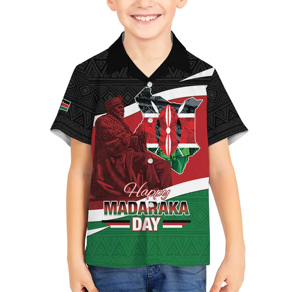 Happy Madaraka Day 2025 Family Matching Long Sleeve Bodycon Dress and Hawaiian Shirt Kenya Harambee