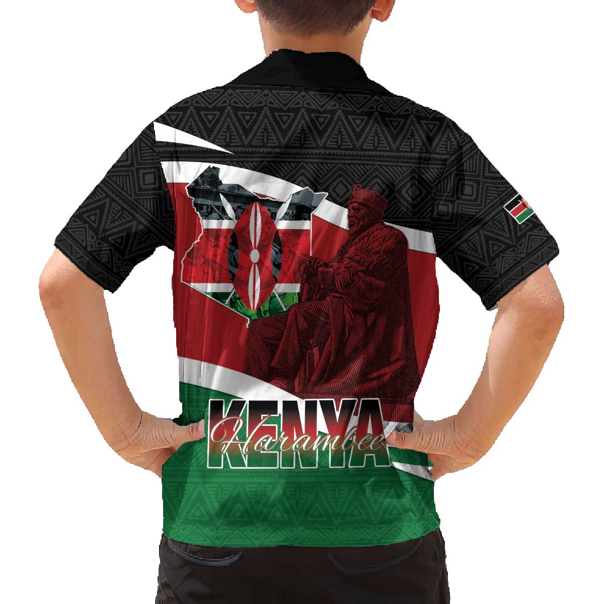 Happy Madaraka Day 2025 Family Matching Off The Shoulder Long Sleeve Dress and Hawaiian Shirt Kenya Harambee