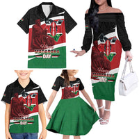 Happy Madaraka Day 2025 Family Matching Off The Shoulder Long Sleeve Dress and Hawaiian Shirt Kenya Harambee