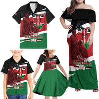 Happy Madaraka Day 2025 Family Matching Off Shoulder Maxi Dress and Hawaiian Shirt Kenya Harambee