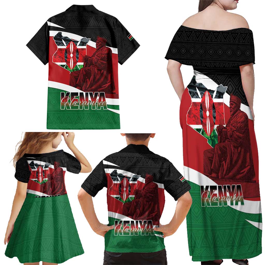 Happy Madaraka Day 2025 Family Matching Off Shoulder Maxi Dress and Hawaiian Shirt Kenya Harambee