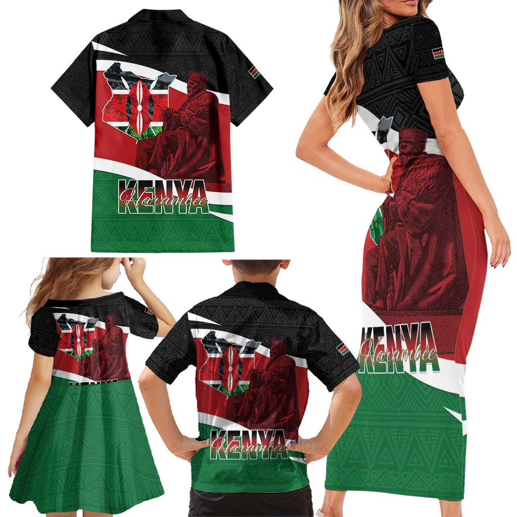 Happy Madaraka Day 2025 Family Matching Short Sleeve Bodycon Dress and Hawaiian Shirt Kenya Harambee