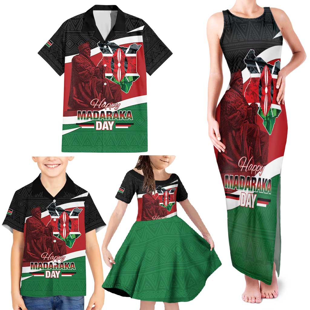 Happy Madaraka Day 2025 Family Matching Tank Maxi Dress and Hawaiian Shirt Kenya Harambee
