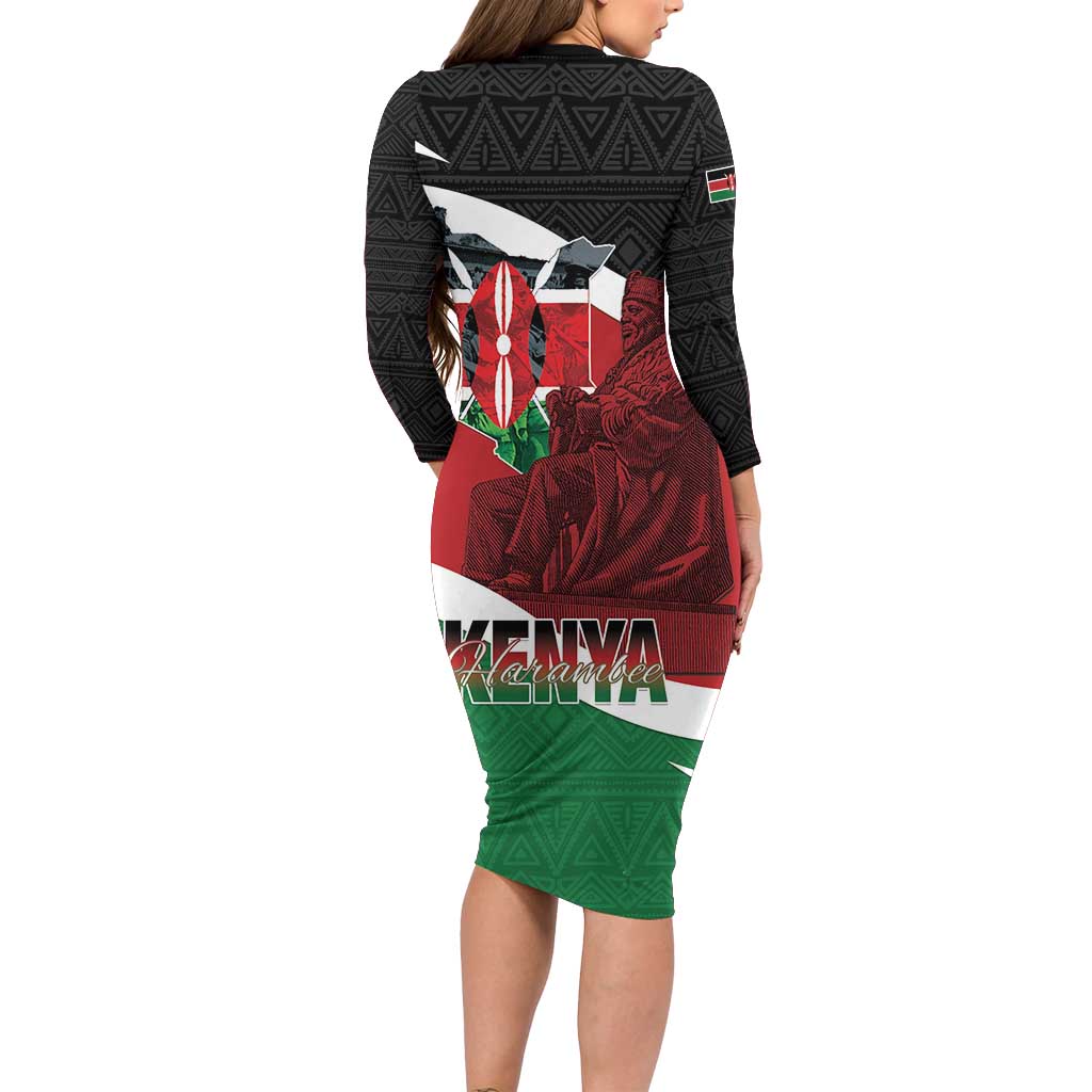 Happy Madaraka Day 2025 Long Sleeve Bodycon Dress Kenya Harambee