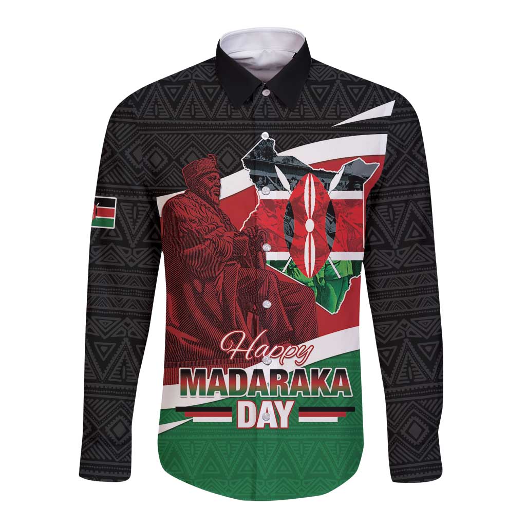 Happy Madaraka Day 2025 Long Sleeve Button Shirt Kenya Harambee