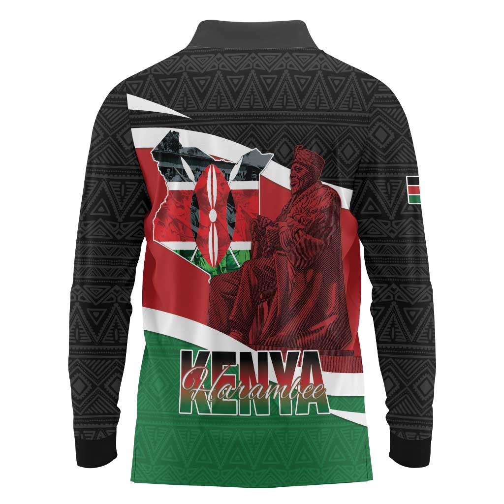 Happy Madaraka Day 2025 Long Sleeve Polo Shirt Kenya Harambee