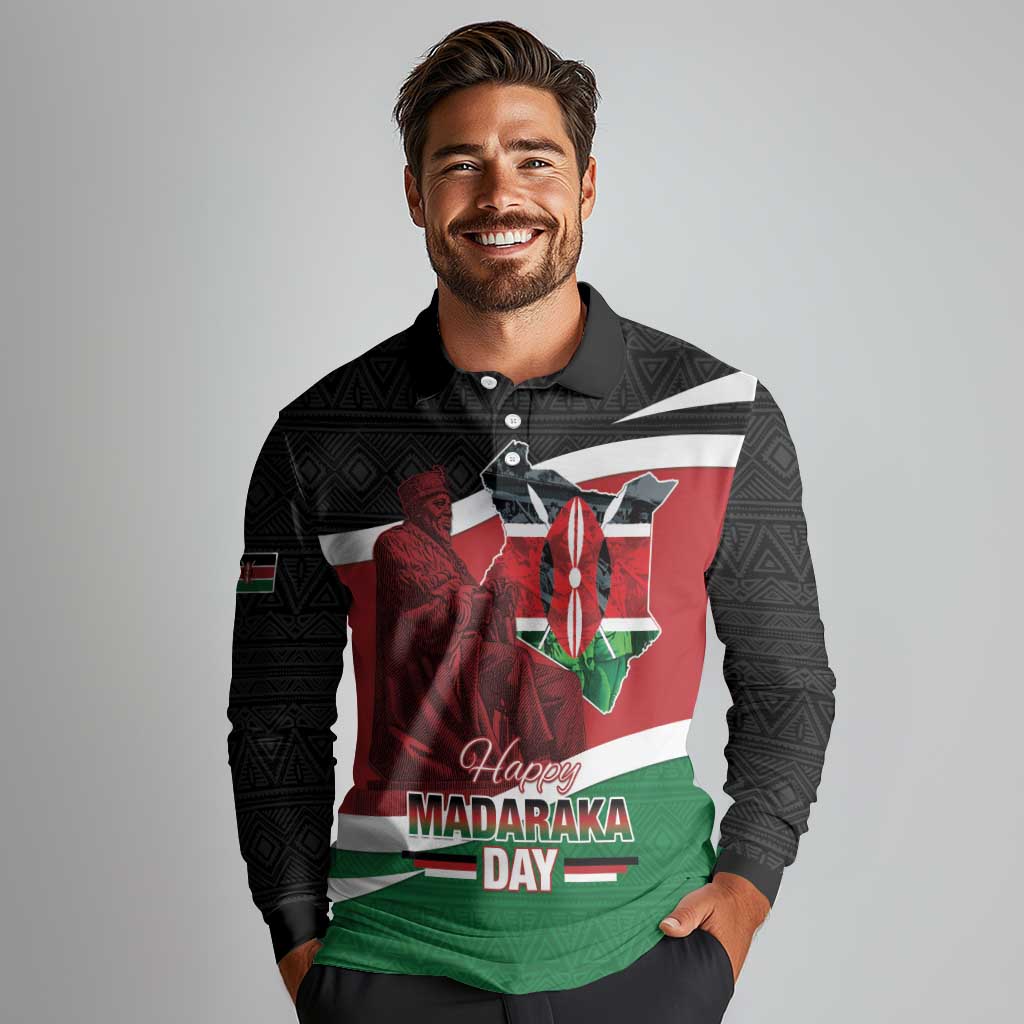 Happy Madaraka Day 2025 Long Sleeve Polo Shirt Kenya Harambee
