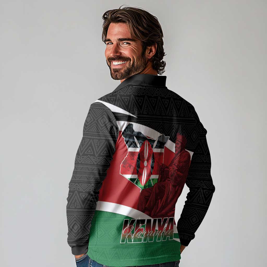 Happy Madaraka Day 2025 Long Sleeve Polo Shirt Kenya Harambee