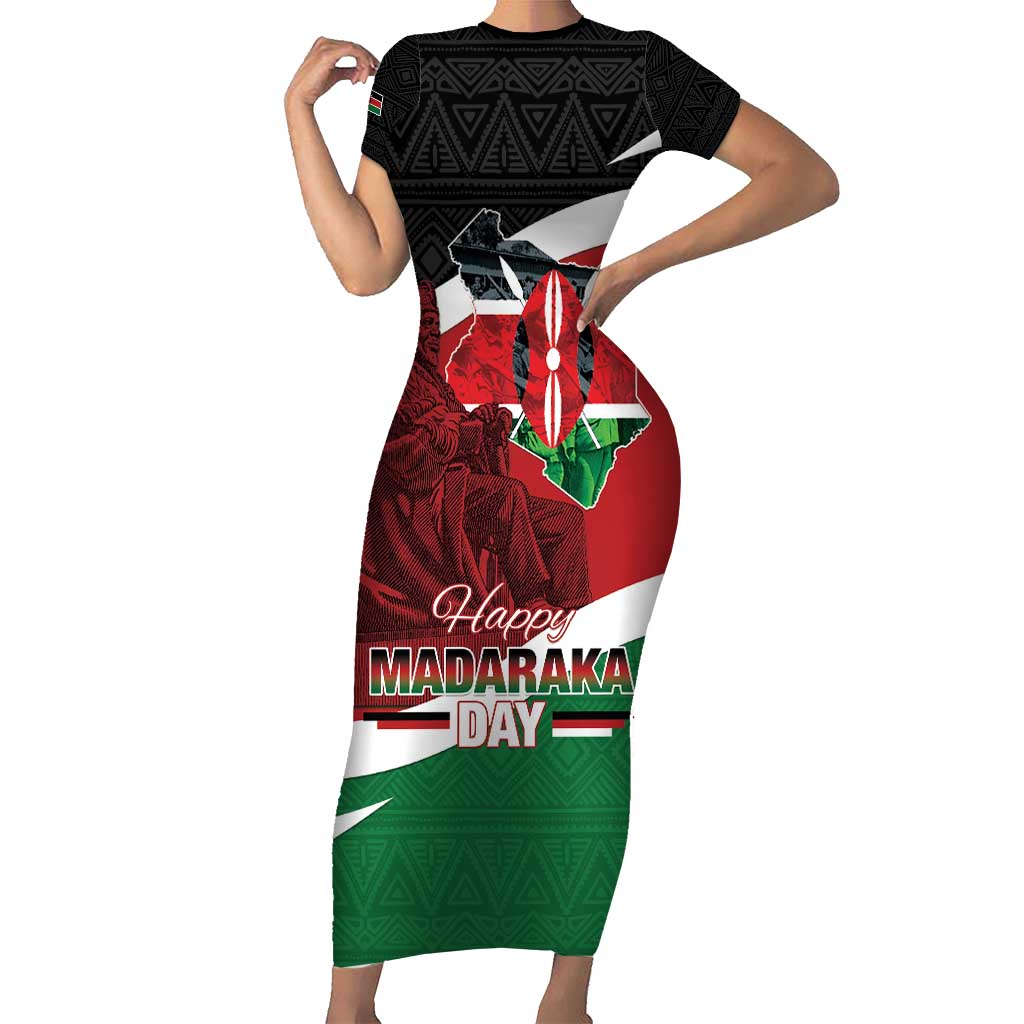 Happy Madaraka Day 2025 Short Sleeve Bodycon Dress Kenya Harambee