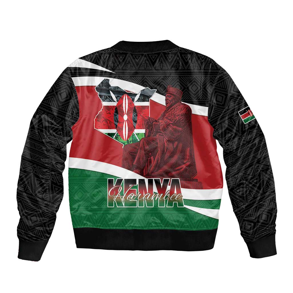 Happy Madaraka Day 2025 Sleeve Zip Bomber Jacket Kenya Harambee