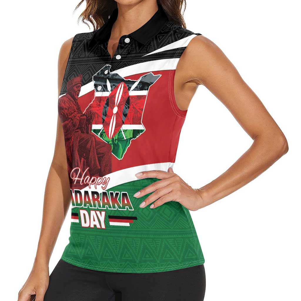 Happy Madaraka Day 2025 Women Sleeveless Polo Shirt Kenya Harambee
